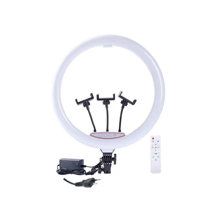 Ring Light Avec Trois Support Téléphones 3 Couleurs Et 10 Modes
