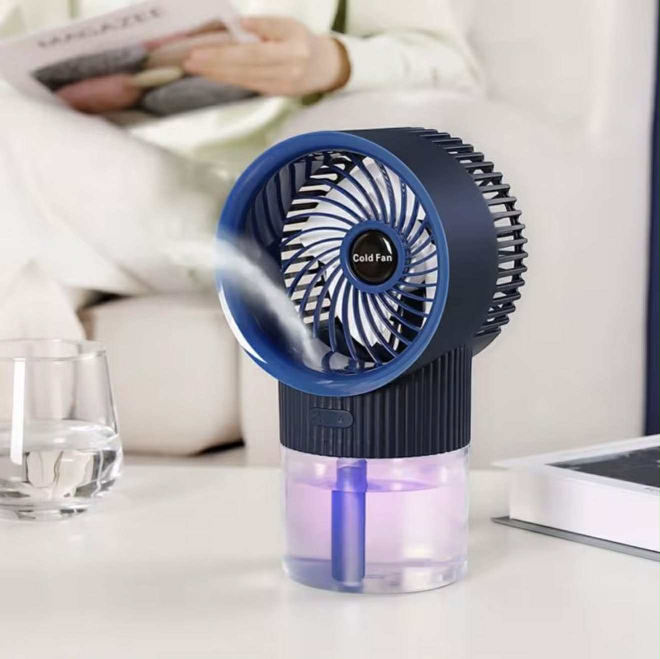 Ventilateur Portable Rechargeable avec Diffusseur et LED RGB