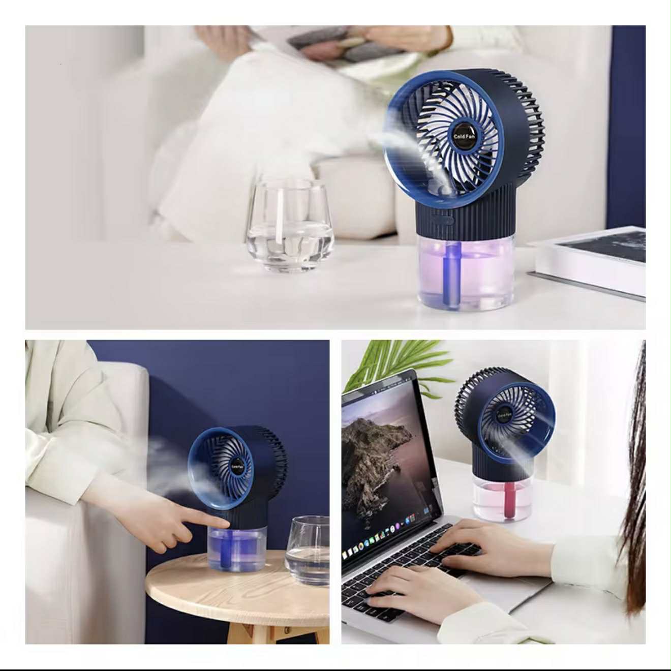 Ventilateur Portable Rechargeable avec Diffusseur et LED RGB