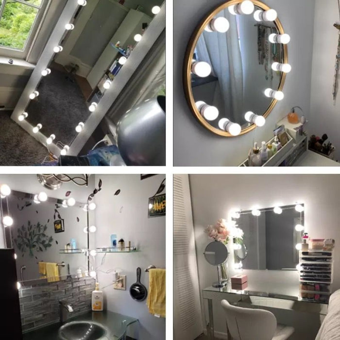 Kit D'éclairage De Miroir 10 Ampoulées LED Avec Ventouse