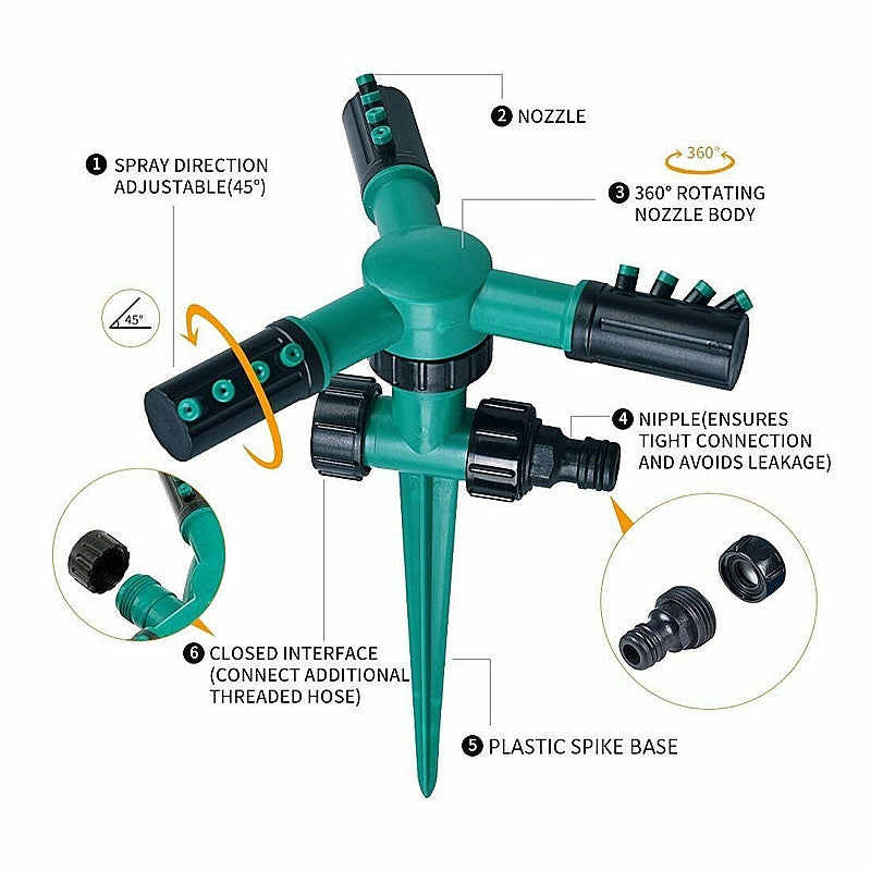 Arroseur Avec Rotation Automatique 360 Degrés Et 12 Jets