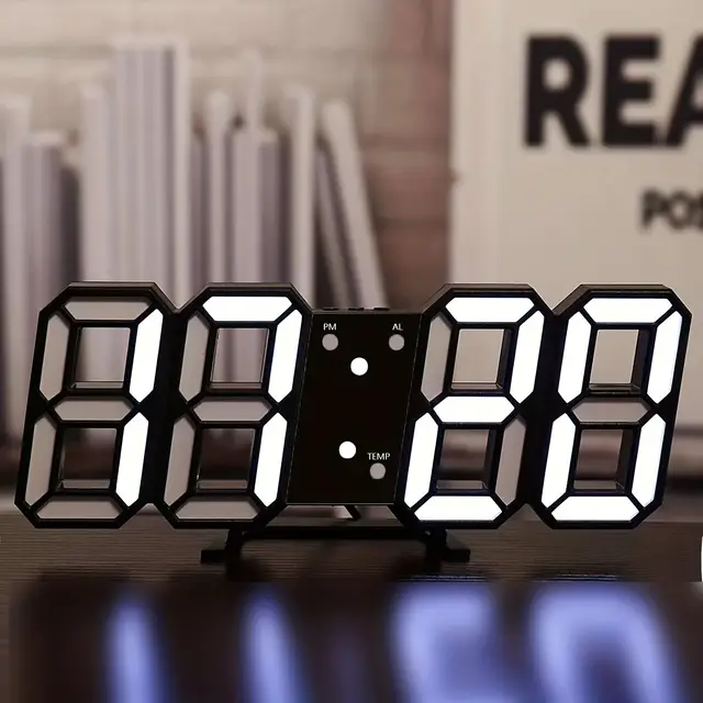 Horloge Digital Led 3D Affichage 24/12 Heures Et Alarme Snooze Et Température