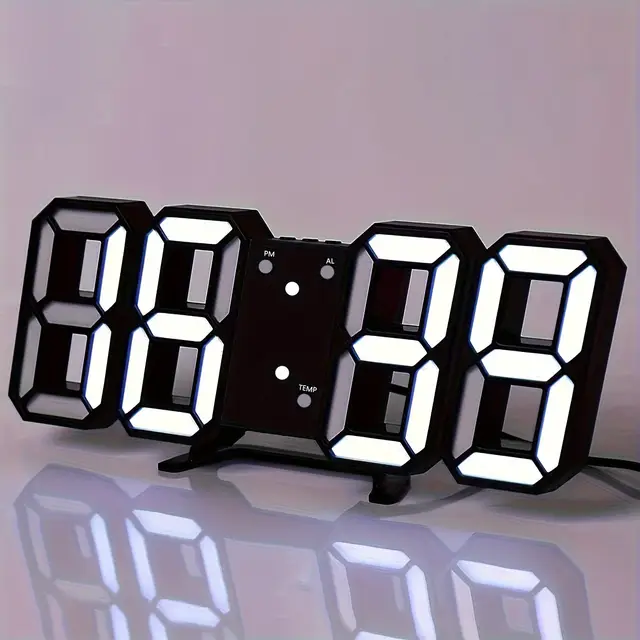 Horloge Digital Led 3D Affichage 24/12 Heures Et Alarme Snooze Et Température
