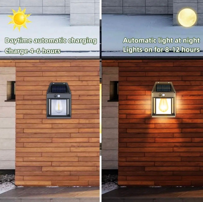 Applique Murale Avec Un Lampe Solaire Et Détecteur De Mouvement Étanche