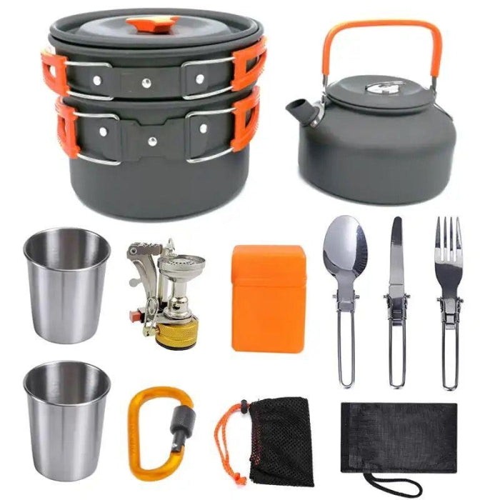 Ensemble D'Ustensiles De Cuisine De Camping En Acier Inoxydable