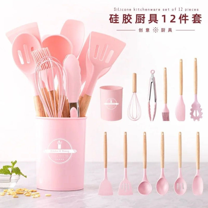 Ensemble D'Ustensiles De Cuisine En Silicone 11 Pièces Avec Support