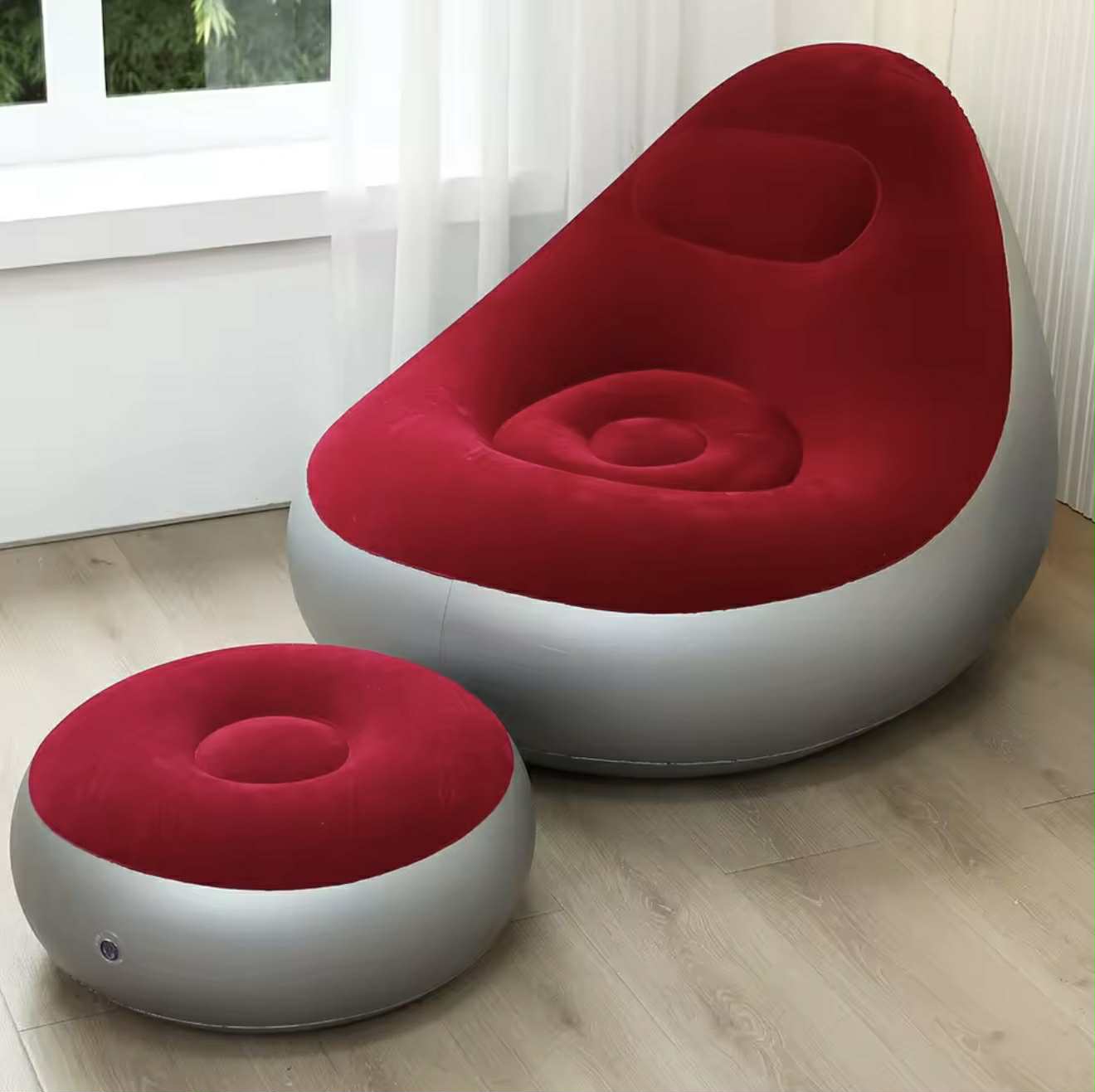 Chaise Longue Gonflable avec Pouf