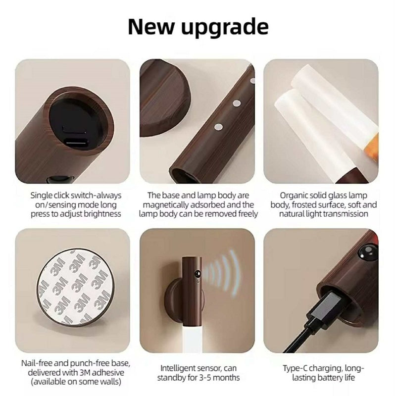 Applique Murale à LED Rechargeable avec Détecteur Mouvement