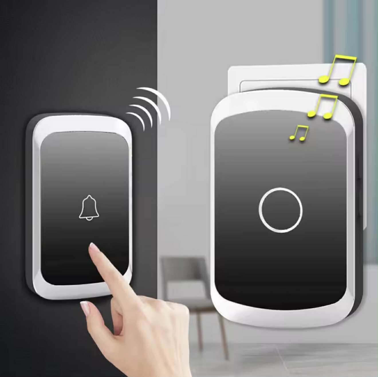 Sonnette de porte sans fil avec bouton tactile