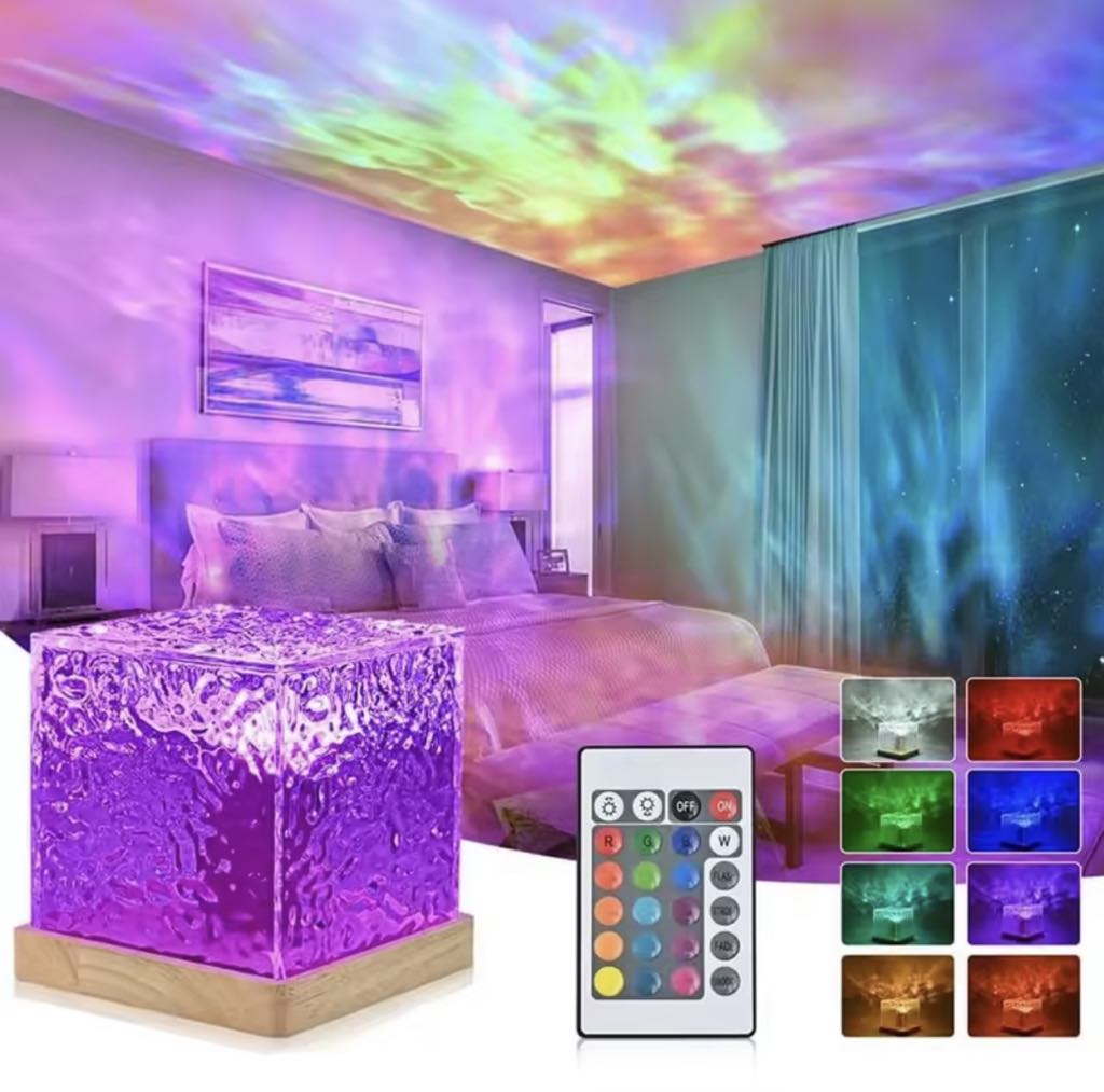 Lampe Projecteur à ondulation d'eau rotative RGB Tactile et avec télécommande