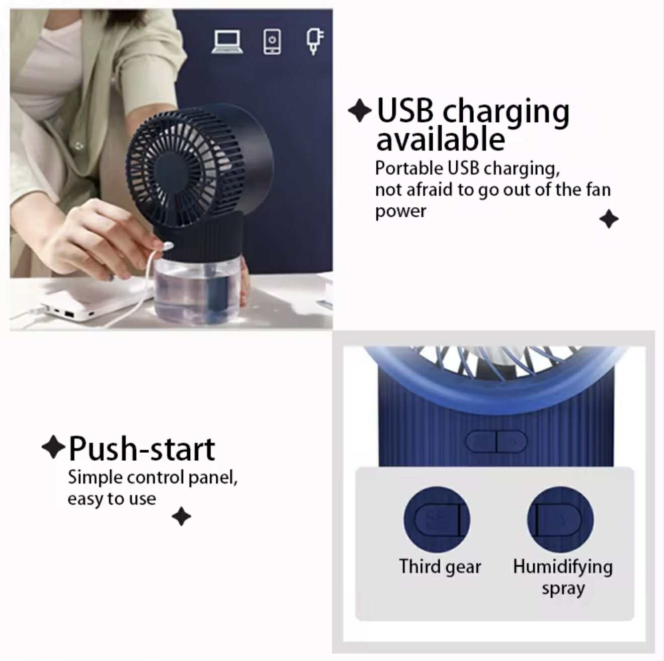 Ventilateur Portable Rechargeable avec Diffusseur et LED RGB