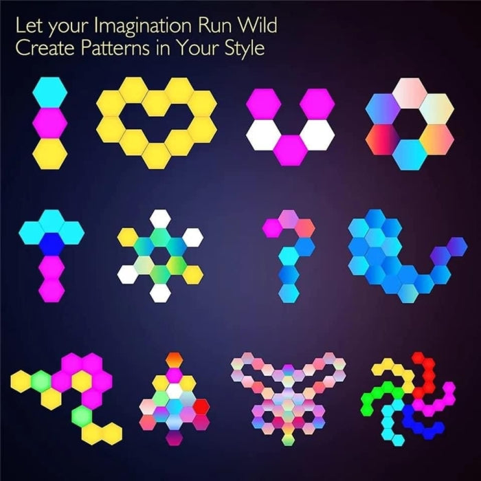Panneau De 6 LED Mural Intelligent Lumières Hexagonales Contrôle Tactile Et Avec Télécommande 16 Couleurs