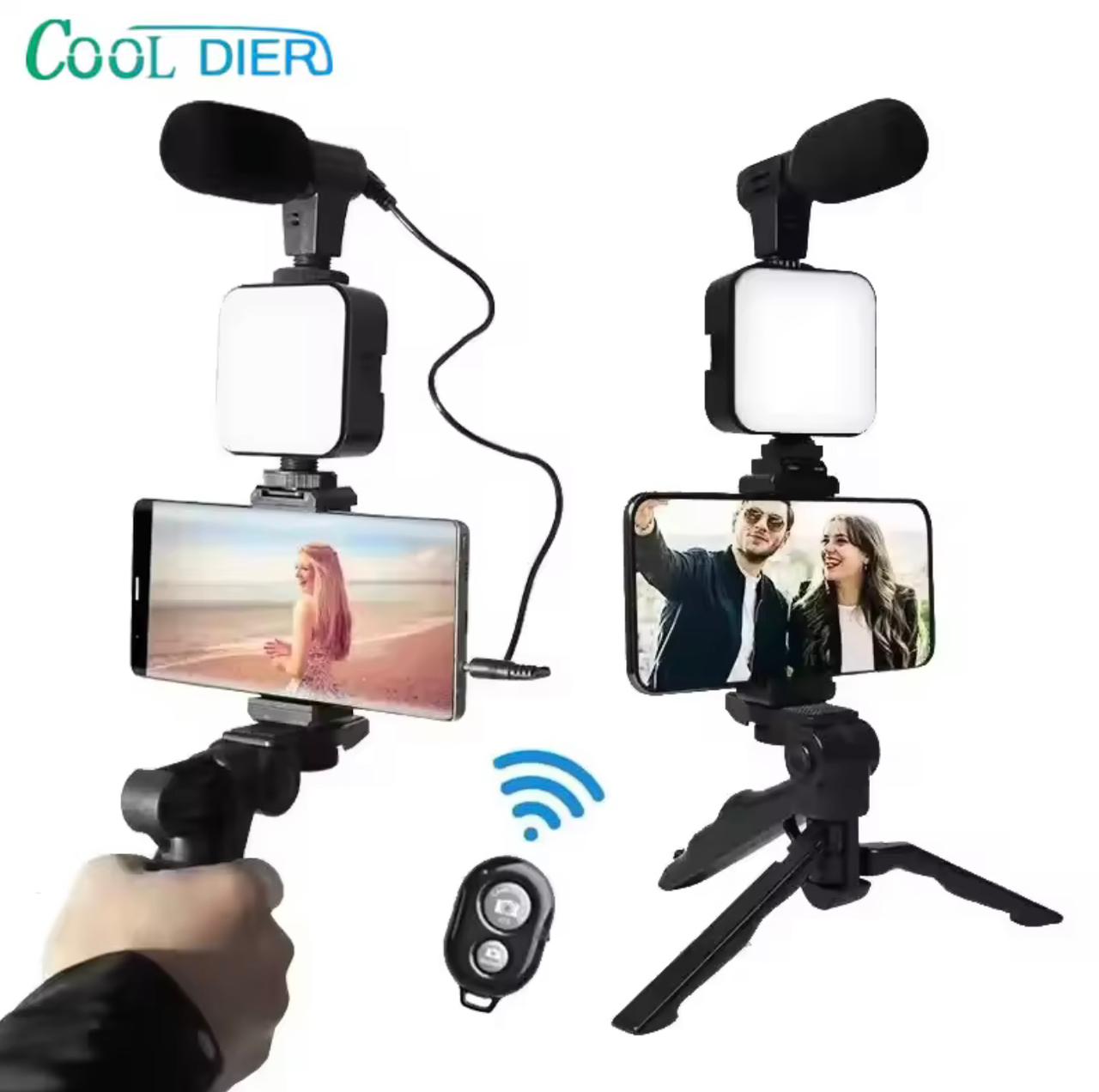 Kit Vidéo Trépied Avec Microphone et Lumière Avec Télécommande