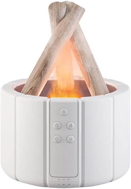 Diffuseur D'arômes Blanc Effet Flamme Motif Bois