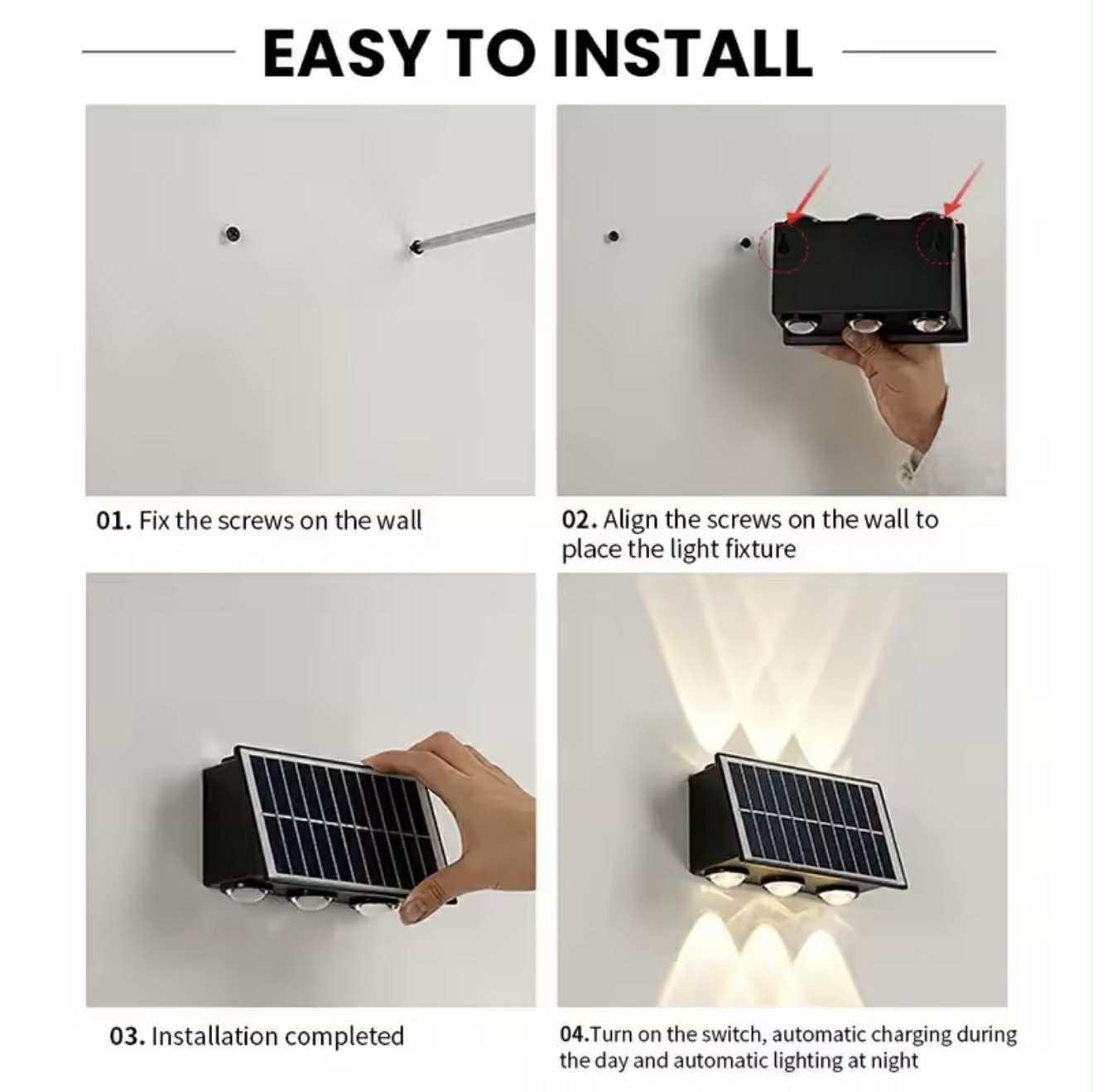 Applique Murale Solaire LED Extérieure 6 LED