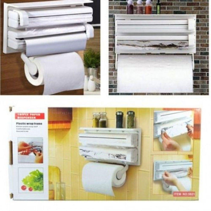 Porte Rouleaux cuisine - Distributeur De Papier 3 En 1