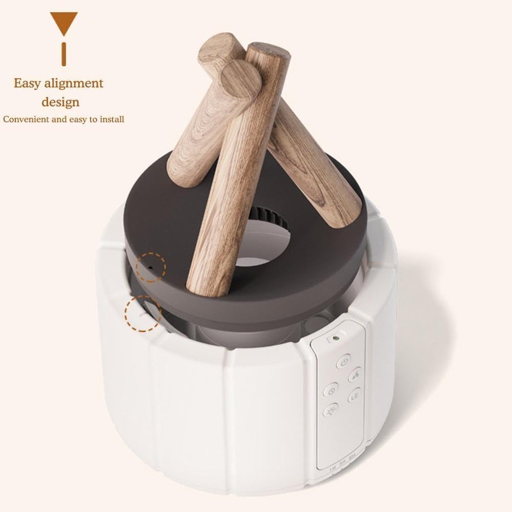 Diffuseur D'arômes Blanc Effet Flamme Motif Bois