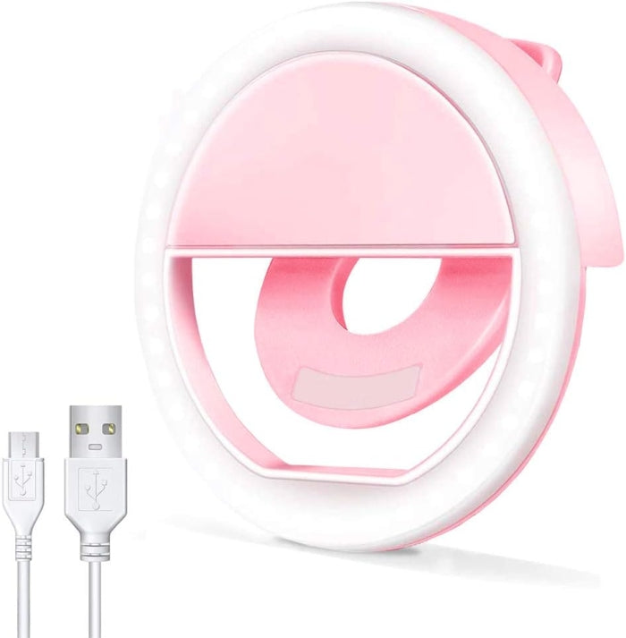 Anneau Lumineux Rechargeable pour Selfie 28 LED Avec 3 Niveaux de Luminosité Réglable