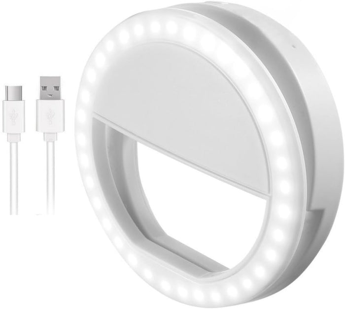 Anneau Lumineux Rechargeable pour Selfie 28 LED Avec 3 Niveaux de Luminosité Réglable