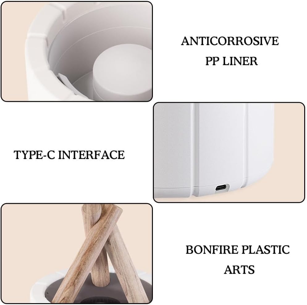 Diffuseur D'arômes Blanc Effet Flamme Motif Bois