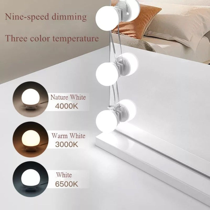 Kit D'éclairage De Miroir 10 Ampoulées LED Avec Ventouse
