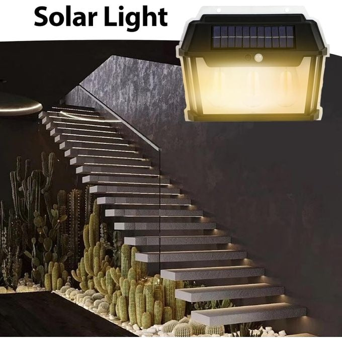Applique Murale Avec Trois Lampes Solaire Et Détecteur De Mouvement Étanche