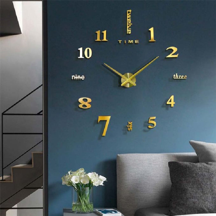 DIY CLOCK Montre Murale Doré 3D 60 Cm