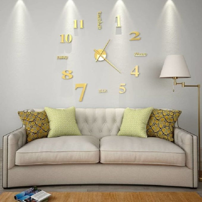 DIY CLOCK Montre Murale Doré 3D 60 Cm