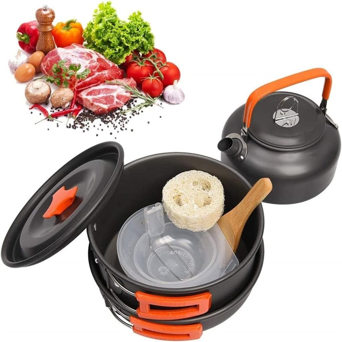 Ensemble D'Ustensiles De Cuisine De Camping En Acier Inoxydable