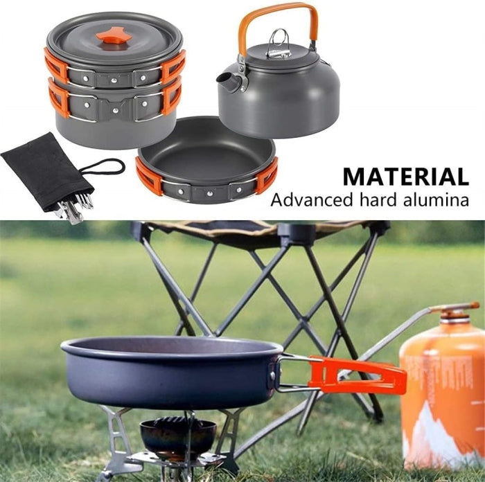Ensemble D'Ustensiles De Cuisine De Camping En Acier Inoxydable