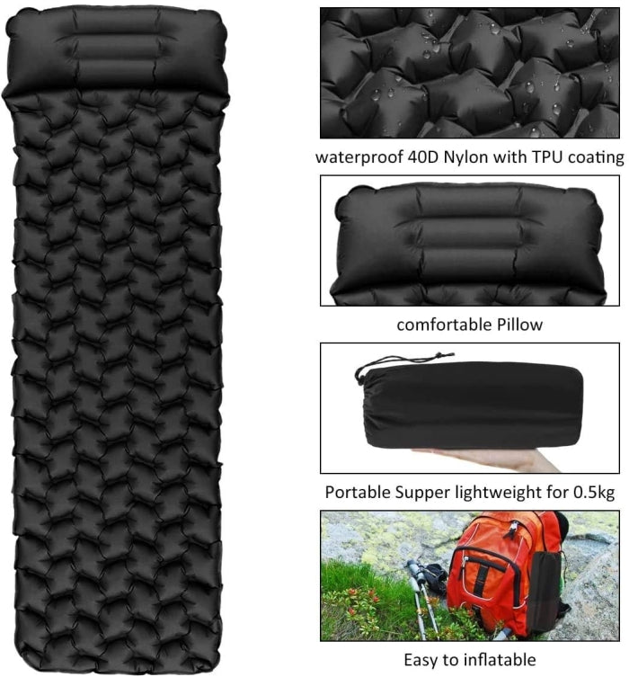 Matelas Gonflable de Camping Ultra Léger avec Oreiller