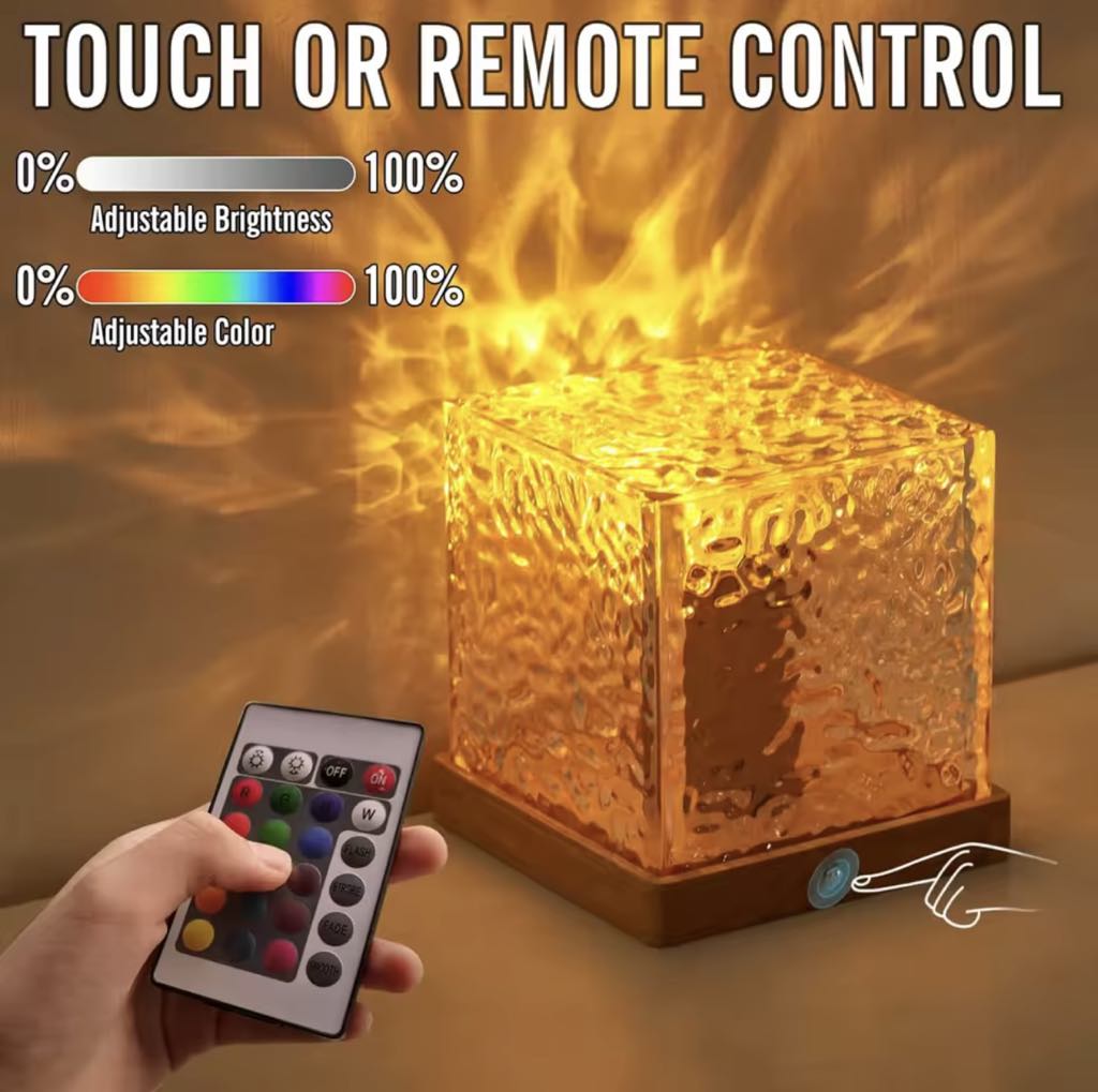Lampe Projecteur à ondulation d'eau rotative RGB Tactile et avec télécommande