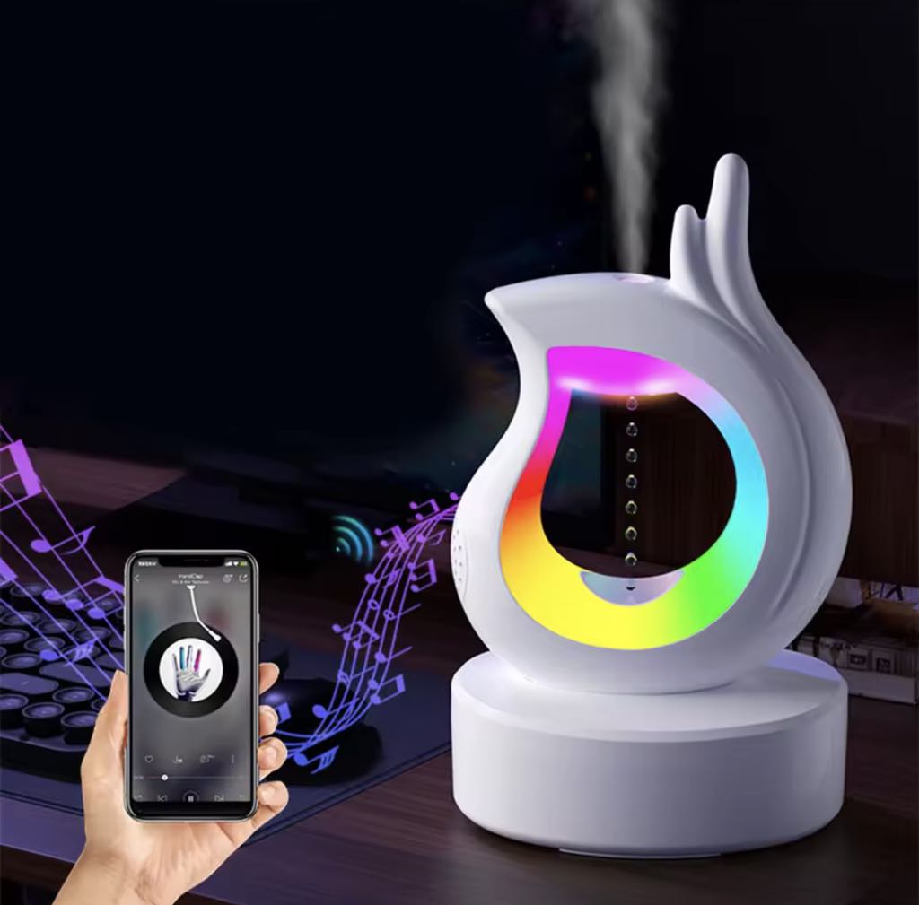 Diffuseur D'arômes , Anti-Gravité avec Haut-parleur Bluetooth et lumière RGB