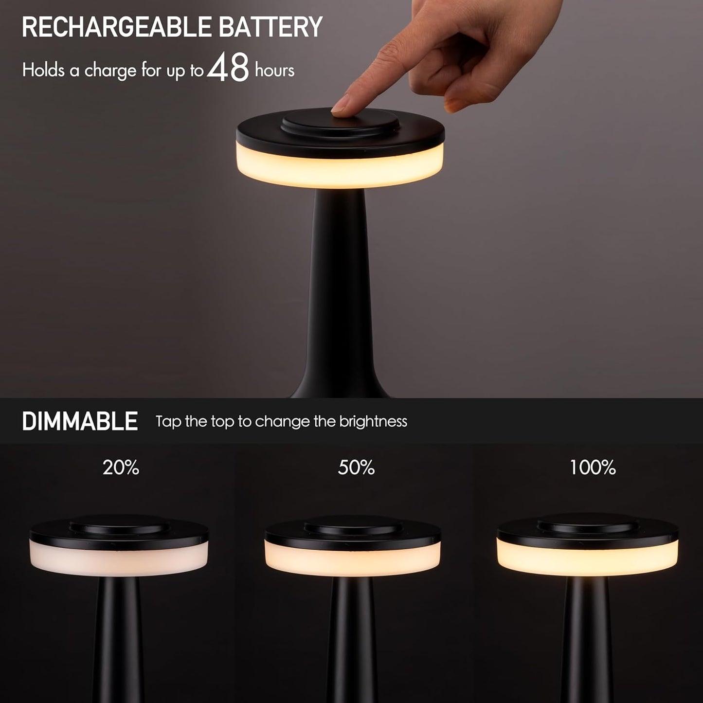 Lampe De Table Portables Sans Fil Rechargeable Avec Tactile