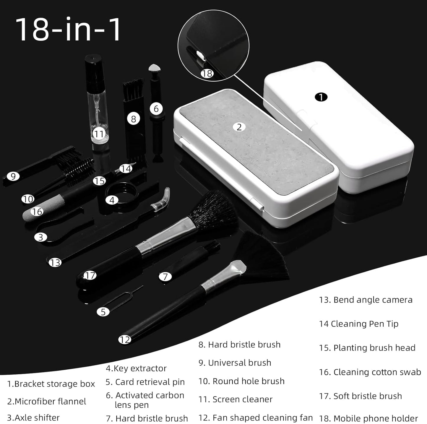 Kit De Nettoyage Multifonctionnel 18 En 1 Pour Électroniques