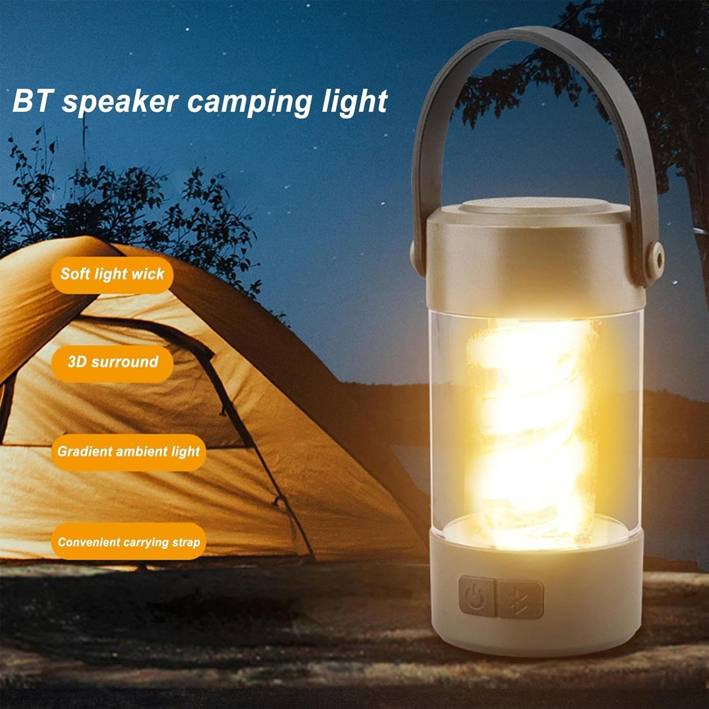 Lampe De Camping Avec Haut Parleur Bluetooth Rechargeable