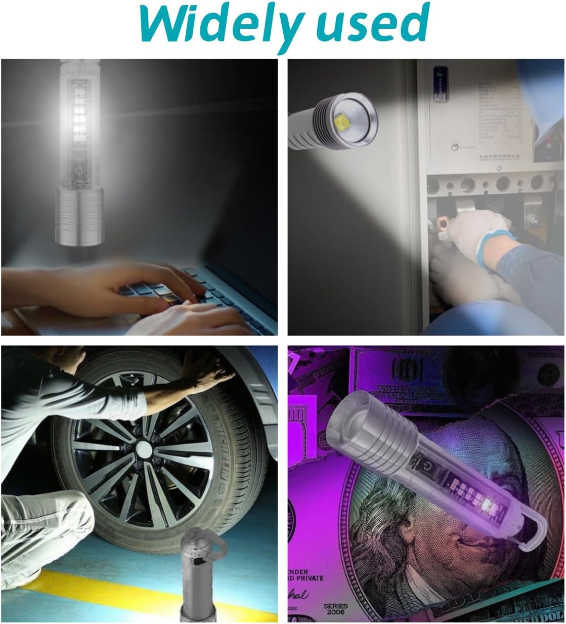 Lampe torche led haute puissance détecteur uv avec clip 8 modes