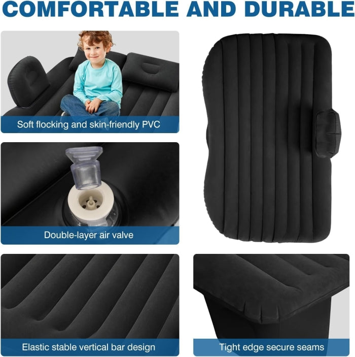 Matelas De Voyage Gonflable Universel Pour Voiture 135 Cm X 50 Cm X 85 Cm Avec Pompe Allume-Cigare Et 2 Oreillers