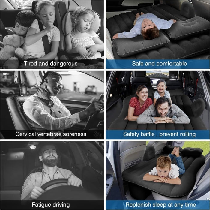 Matelas De Voyage Gonflable Universel Pour Voiture 135 Cm X 50 Cm X 85 Cm Avec Pompe Allume-Cigare Et 2 Oreillers