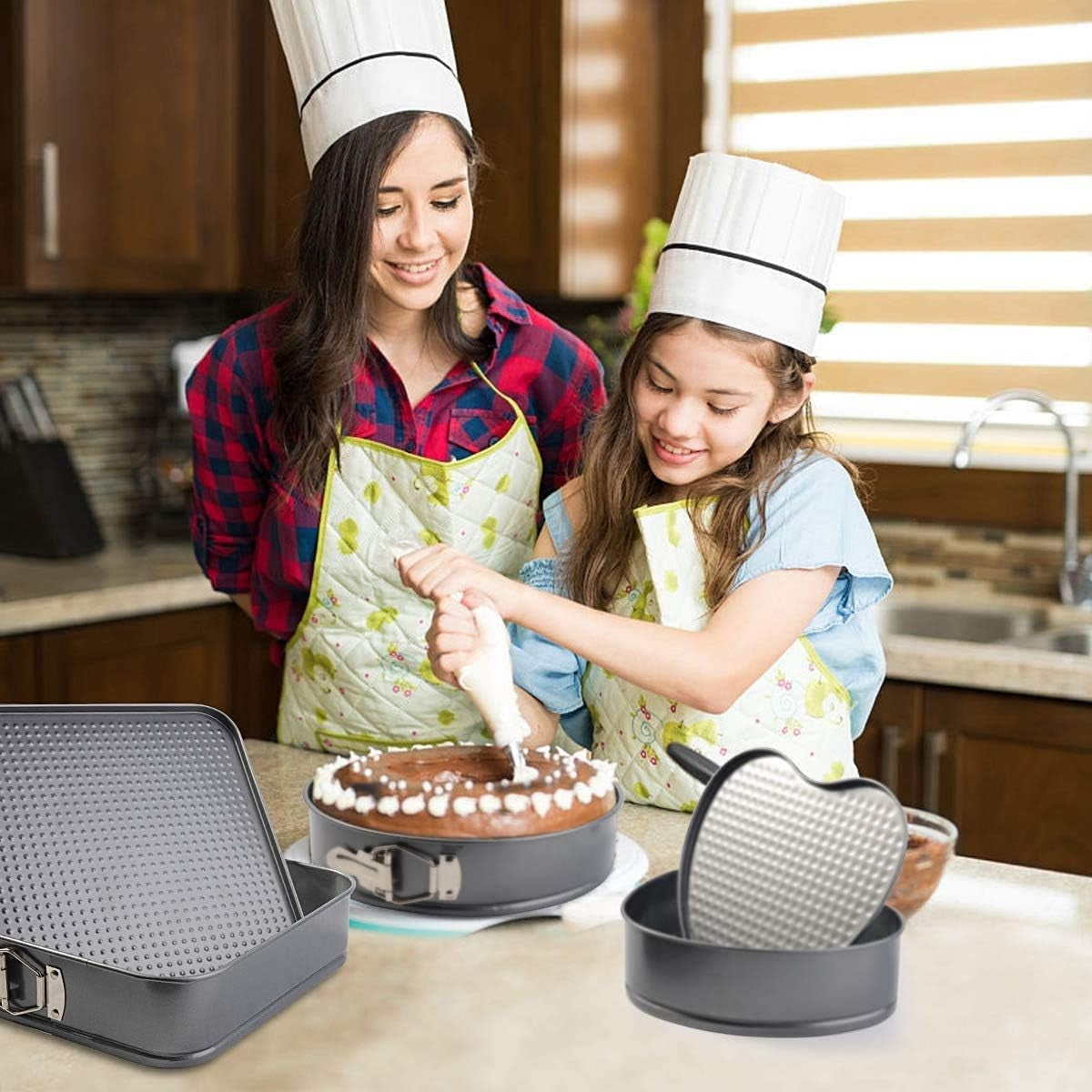 Lot de 3 Moules à Gâteaux Gris En Acier inoxydable