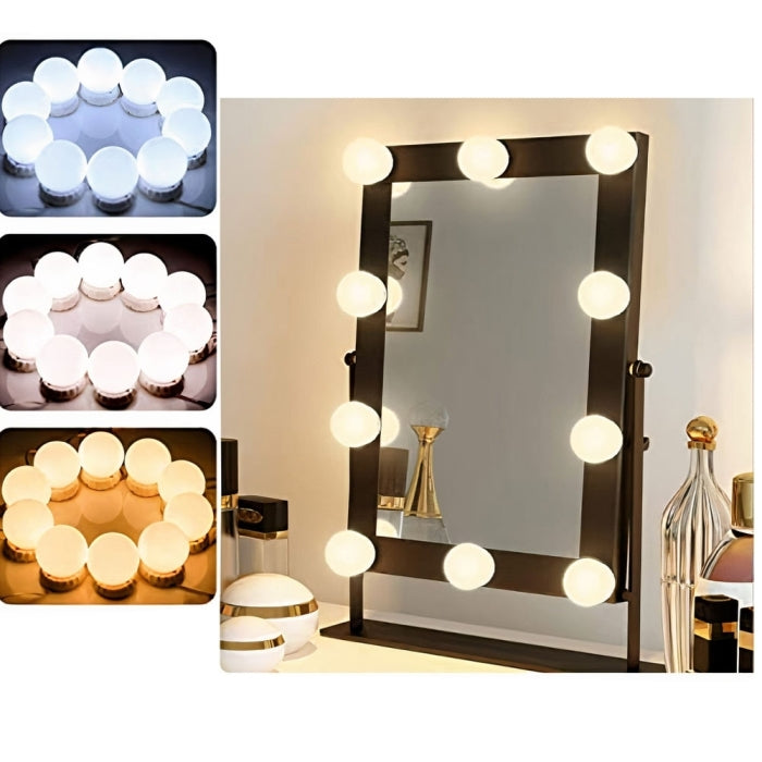 Kit D'éclairage De Miroir 10 Ampoulées LED Avec Ventouse