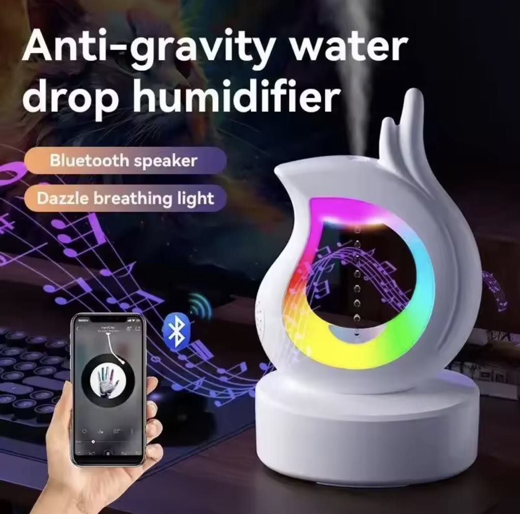 Diffuseur D'arômes , Anti-Gravité avec Haut-parleur Bluetooth et lumière RGB