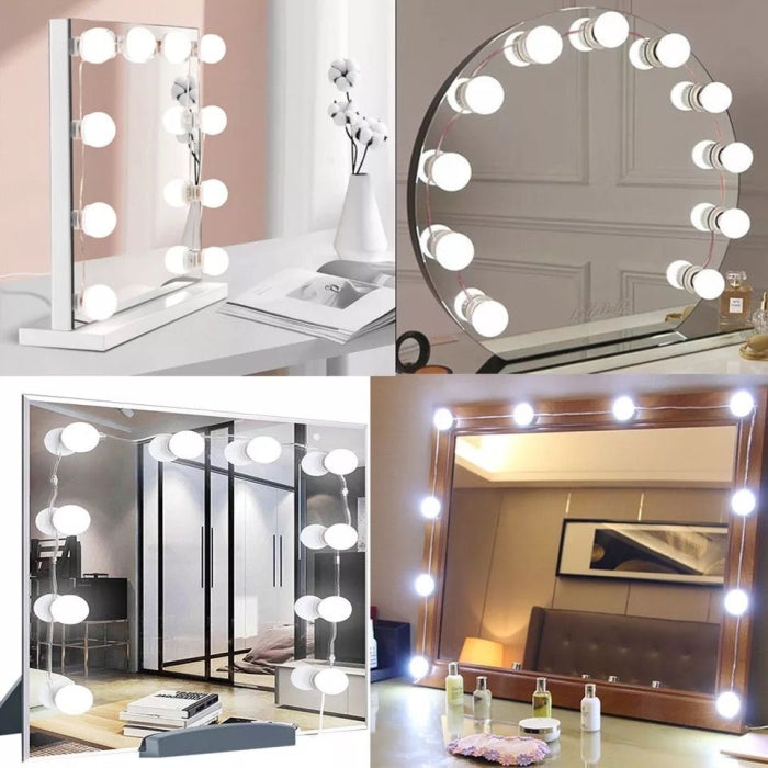 Kit D'éclairage De Miroir 10 Ampoulées LED Avec Ventouse