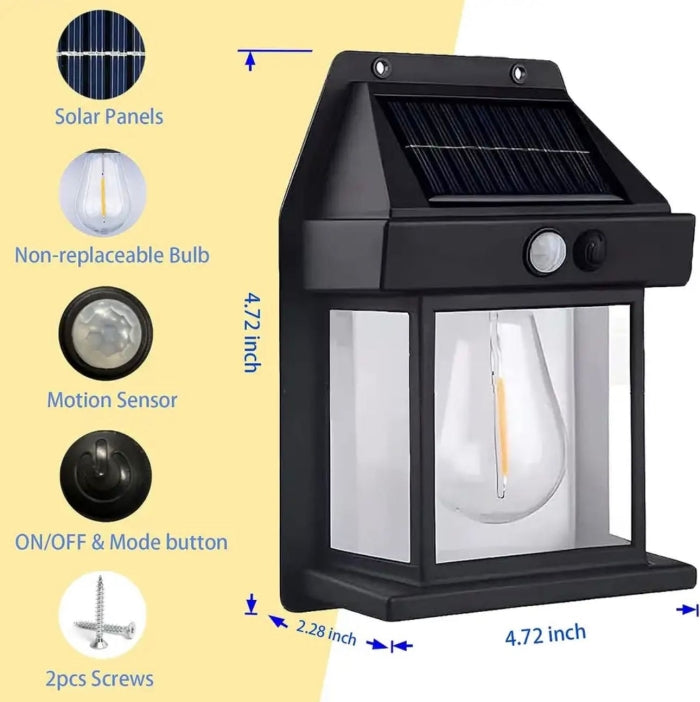Applique Murale Avec Un Lampe Solaire Et Détecteur De Mouvement Étanche