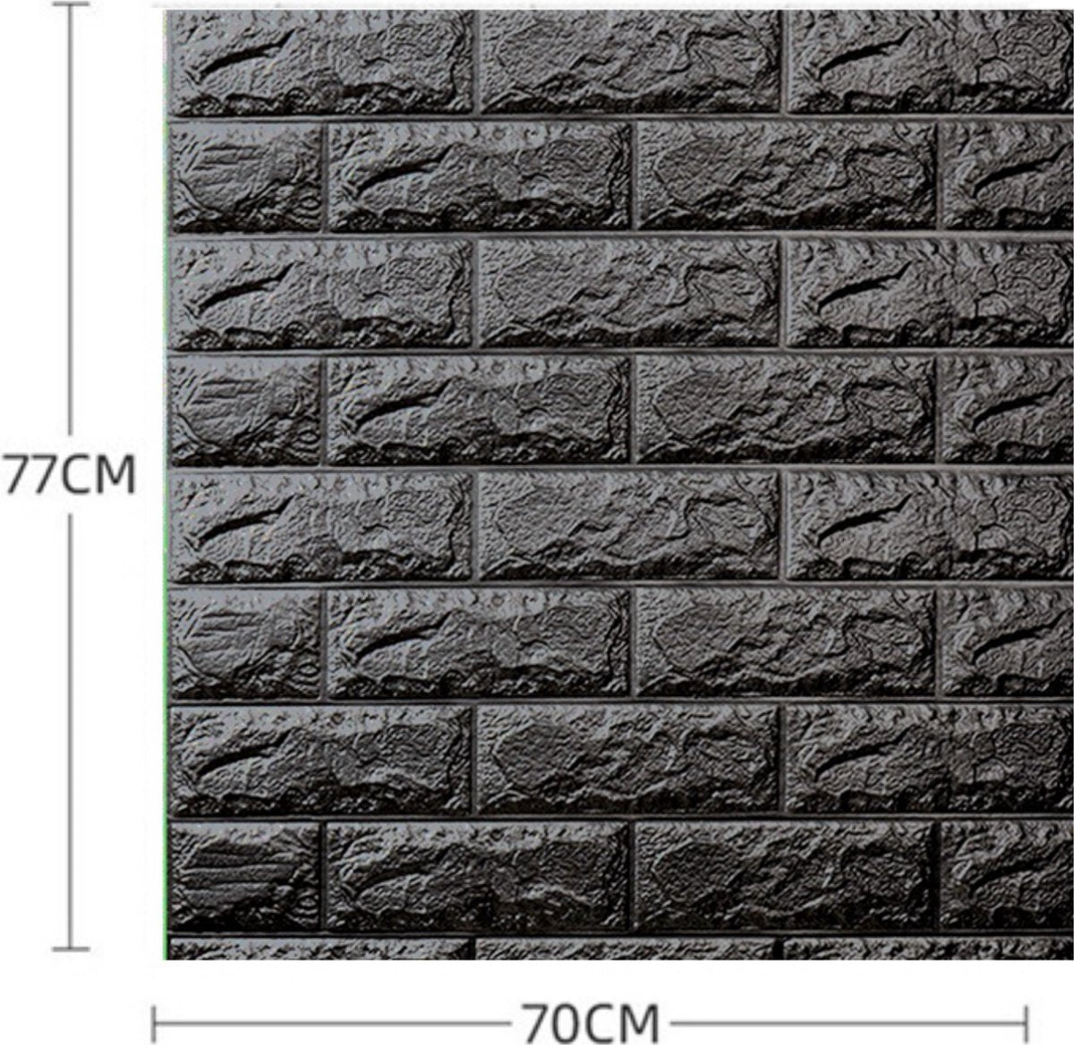 Pack de 10 Panneaux Muraux Adhésifs Noirs Anti-Humidité 3D 77x70 cm