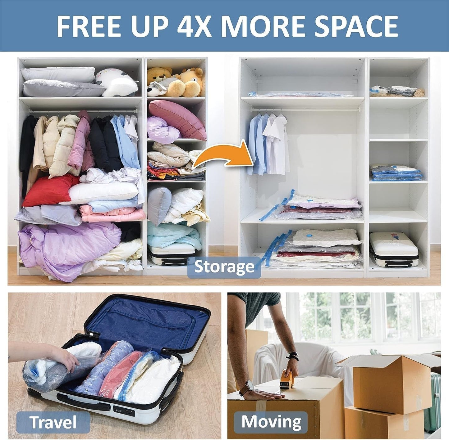 Lot de 7 Sacs de Rangement Sous Vide Avec Pompe