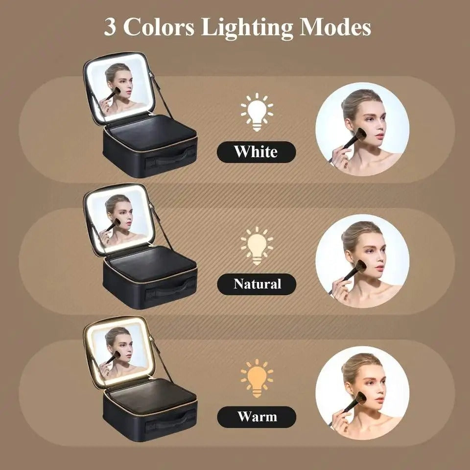 Organisateur De Maquillage Multifonctionnel Avec Miroir LED