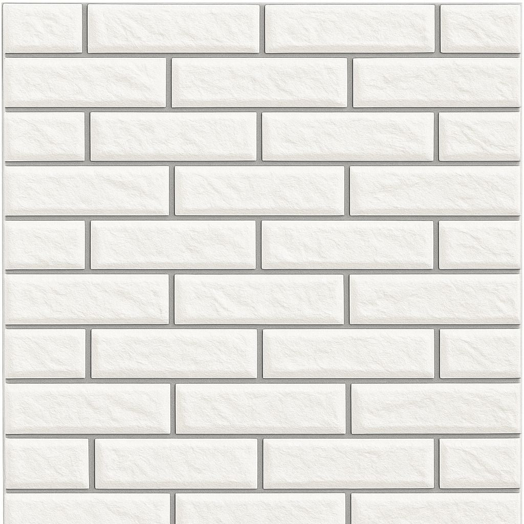 Pack de 10 Panneaux Muraux 3D Adhésifs Anti-Humidité – 67×68 cm – Blanc avec Bordure Gris