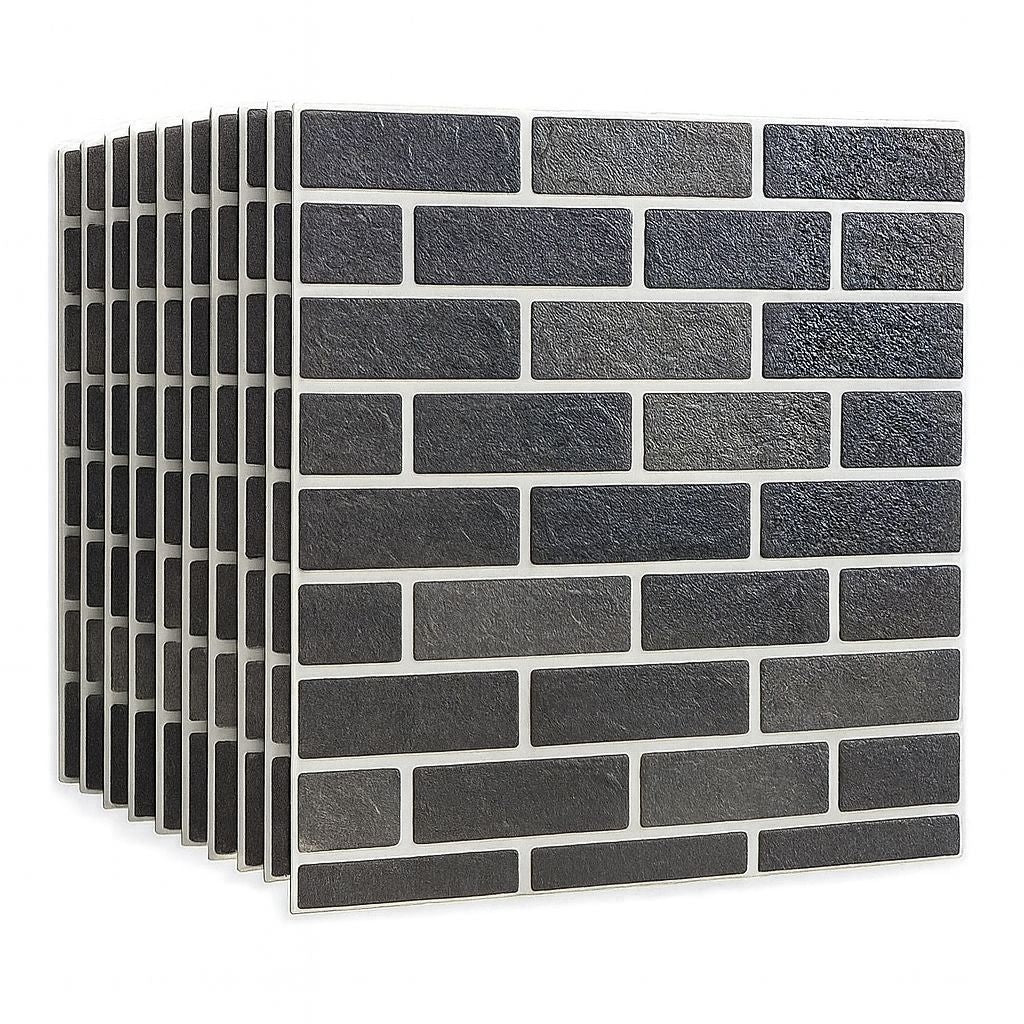Pack de 10 Panneaux Muraux 3D Adhésifs – Motif Briques – 67 × 68 cm – Anti-Humidité