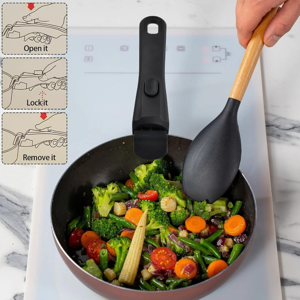 Poignée de Casserole Amovible Résistante à La Chaleur 19 × 4 cm – Noir